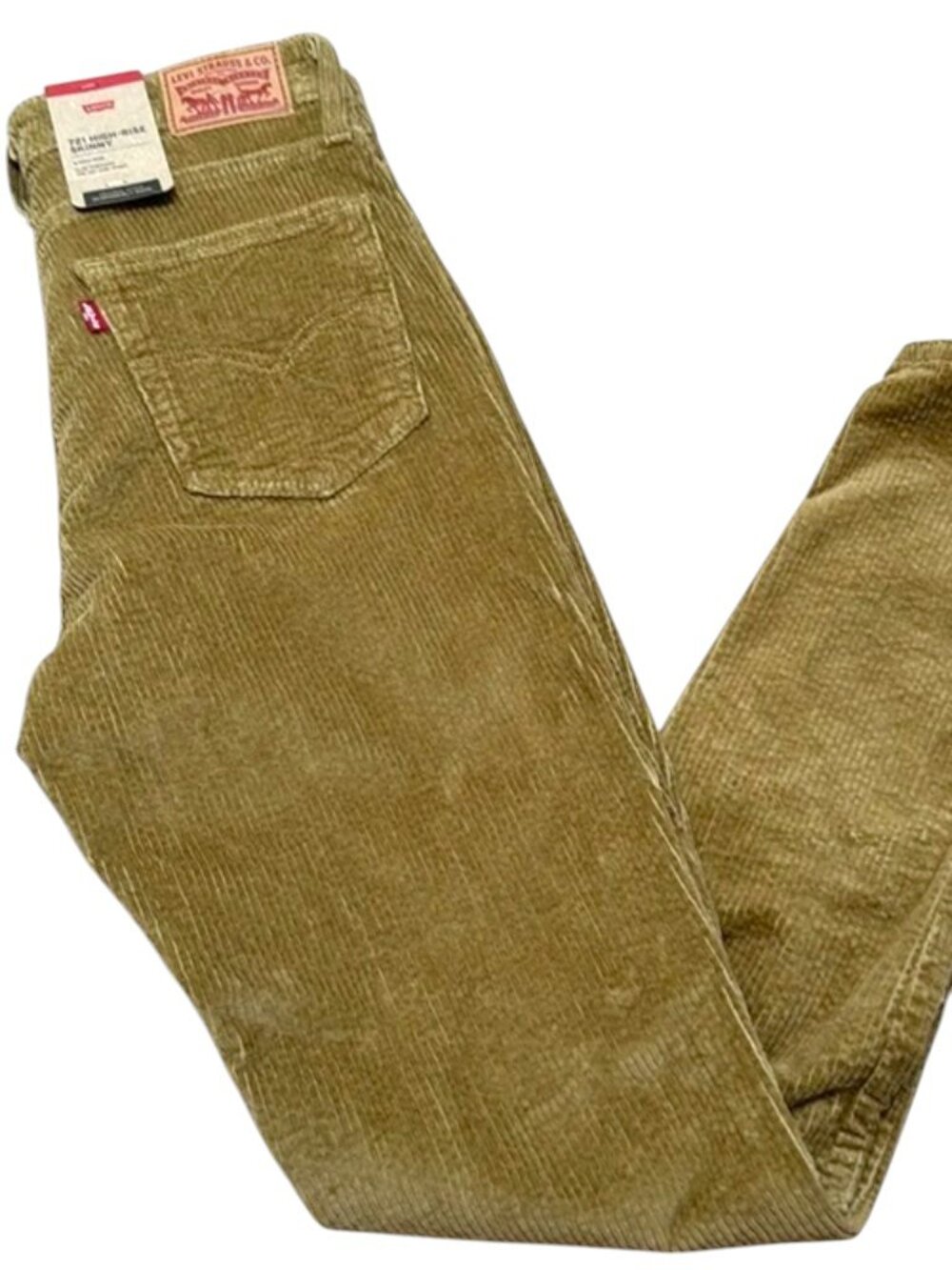 Levi's Womens 721 Skinny High Rise Warm Mustard Corduroy Stretch Jeans 32x30 NWT